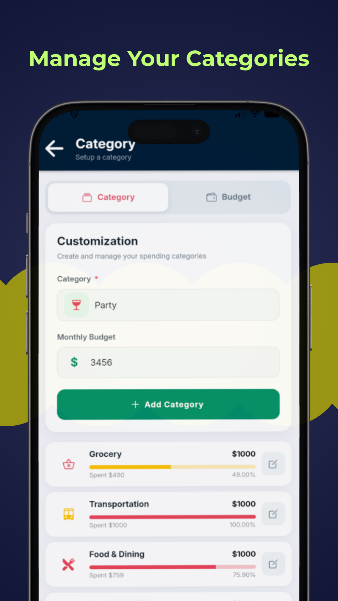 Custom Category Setup